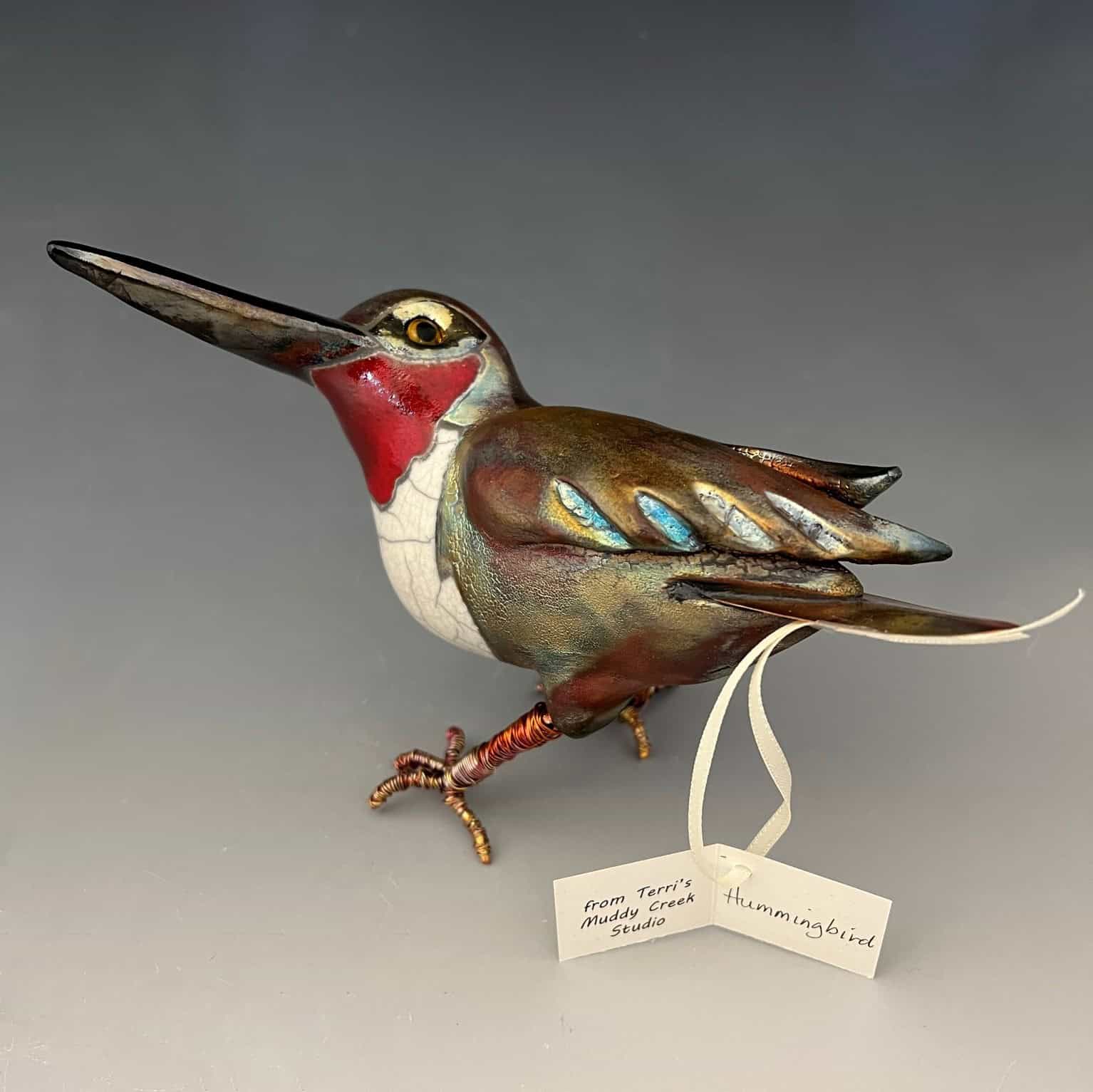 Hummingbird with Copper Wire Legs #668 (sold) - Attic Gallery